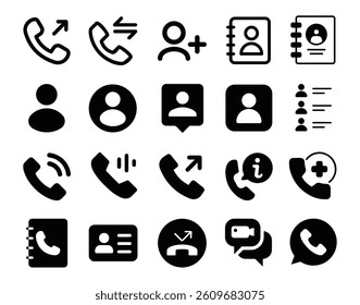 Contact Icon, Call Icon, Profile Icon Vector