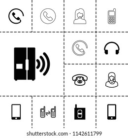 Contact icon. collection of 13 contact filled and outline icons such as headset, phone, intercom, desk phone, customer support. editable contact icons for web and mobile.