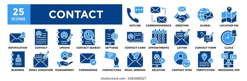 Contact icon collection set. Containing design business, communication, phone, internet, icon, website, technology	