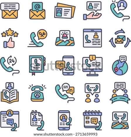 Contact Icon Filled Style Collection Set 1