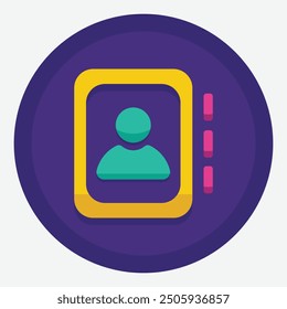 Contact icon in flat design style. Address book or phone book symbol vector.