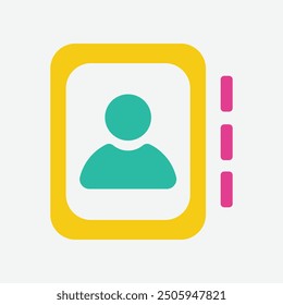 Contact icon in flat design style. Address book or phone book symbol vector.