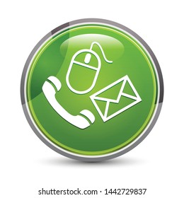 Contact icon isolated on elegant green round button vector illustration