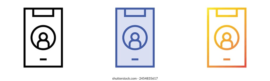 contact icon. Linear, Blue Fill and Gradient Style Design Isolated On White Background