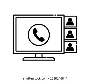 Contact icon on the laptop. computer icon outline isolated contact icon