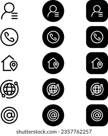 contact icon pack black fill color and outline and gradient color
