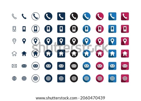 Contact icon set ,10 styles ,vector icons , all are 60 icons.