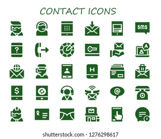  contact icon set. 30 filled contact icons. Simple modern icons about  - Call center, Support, Smartphone, Mail, Mobile, Sms, Customer service, Outgoing call, Color, Card, Chat