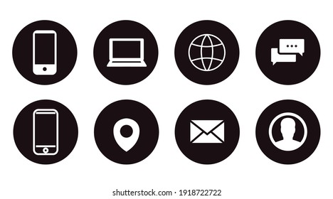 Contact Icon Set. Black and White Illustration of Differente Contect icons