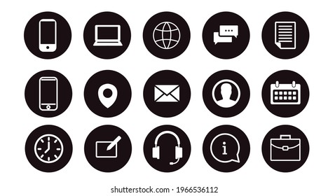 Contact Icon Set. Black and White Illustration of Differente Contect icons