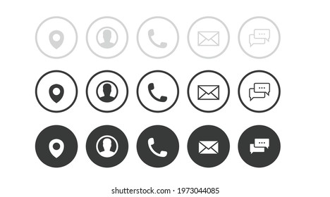 Contact Icon Set. Black and White Illustration of Differente Contect icons