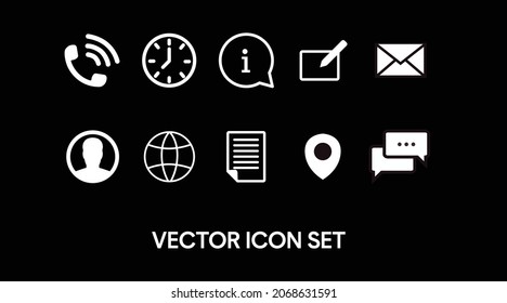 Contact Icon Set. Black and White Illustration of Different Contect icons