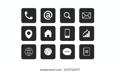 Contact Icon Set. Black and White Illustration of Differentt Contect icons