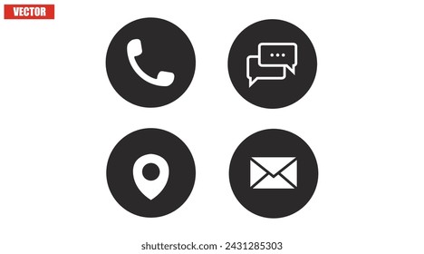 Contact Icon Set. Black and White Illustration of Different Contact icons for a website
