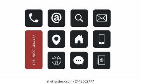 Contact Icon Set. Black and White Illustration of Different Contact or web icons