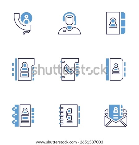Contact icon set. Bold line style. Duotone colors. Editable stroke. operator, contact book, call, contacts, phonebook, telephone book, phone book, contact us.