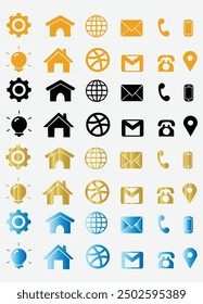 Contact icon set for business card, flyer design, web, website, 48 icons vector
