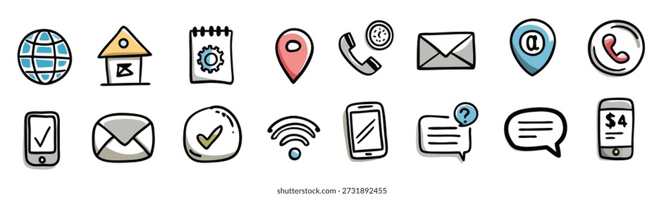 Ilustración de colección de conjunto de iconos de contacto
