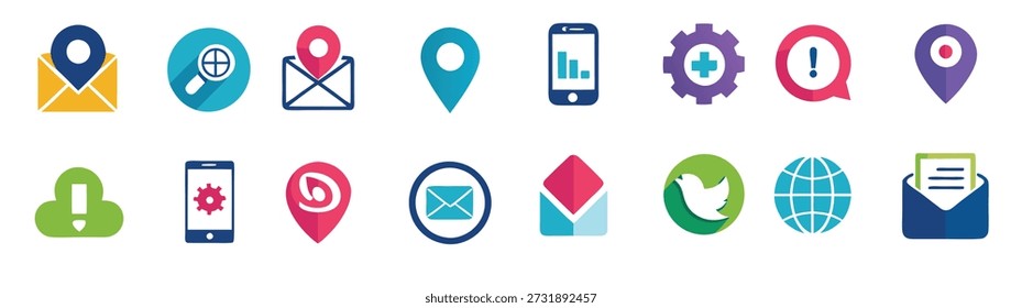 Ilustración de colección de conjunto de iconos de contacto