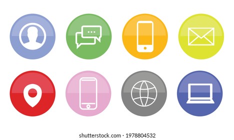 Contact Icon Set. Color Illustration of Different Contact icons