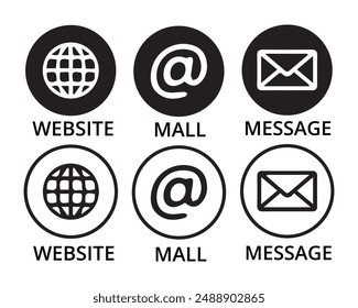 Contact icon set. Containing e-mail, phone, address, customer service, call, website  web icon vector and more.. vector illustration eps 10