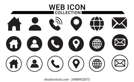 Contact icon set. Containing e-mail, phone, address, customer service, call, website  web icon vector and more.. vector illustration eps 10