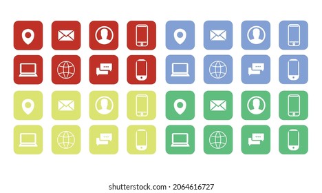 Contact Icon Set. Different Color Illustration Set of  Contact icons