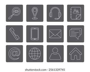 Contact Icon Set: Enhance Your Communication Projects with this high-quality   icons representing various contact methods and tools.