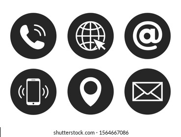 Contact icon set in flat style, 6 in 1. Vector illustration