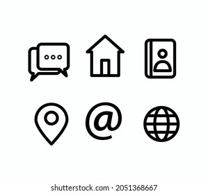 Contact icon set flat style trendy illustration