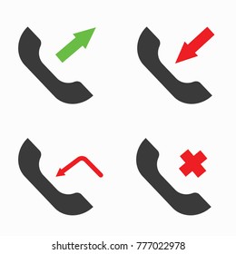 Contact Icon Set Incoming Outgoing Missed Call Blocked And Line Busy With White Background