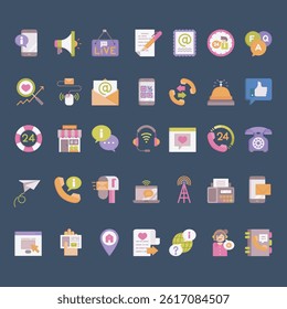 Contact icon set in isolated background