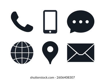 Contact icon Set isolated on white background