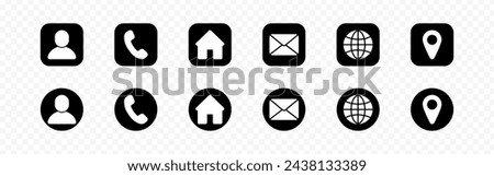 Contact icon set isolated on transparent background