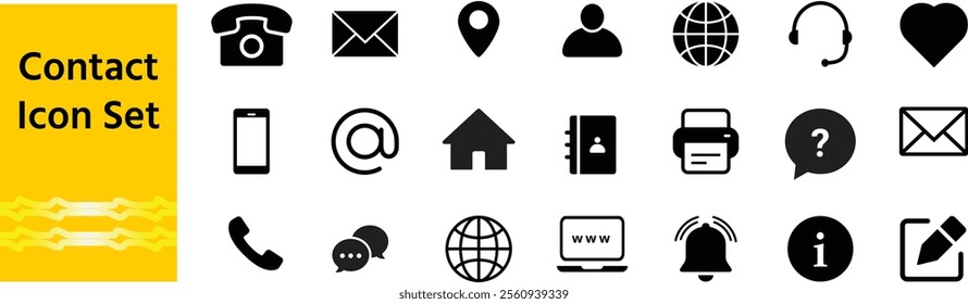 Contact icon set. line vector Editable stroke. Set contains such icons