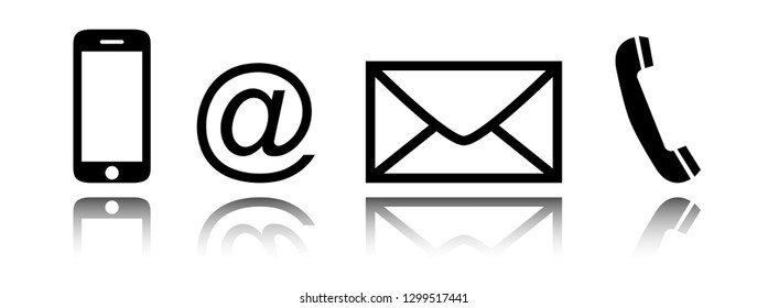 contact icon set - mobile,  phone, mail ,envelope, email symbol