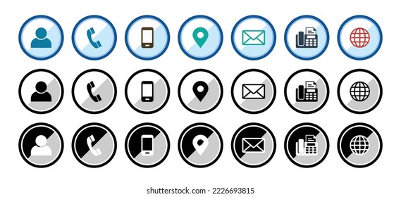 Kontaktsymbol-Set, Symbol des sozialen Netzwerks, einfaches flaches Design