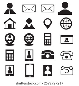 Contact icon set. Thin line Contact icons set. Contact symbols.