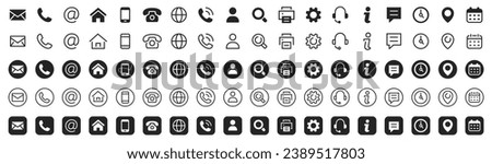 Contact icon set. Thin line Contact icons set. Contact symbols - Phone, mail, fax, info, support... vector