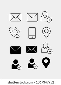 Contact icon set - vector