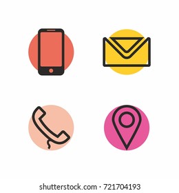 Contact icon set vector