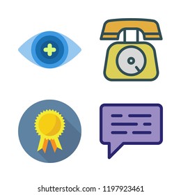 contact icon set. vector set about bionic contact lens, chat, badge and telephone icons set.