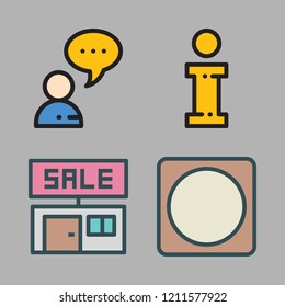 contact icon set. vector set about info, sale id, lens and chat icons set.