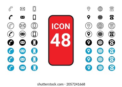 Juego de iconos de contacto. Juego de iconos de comunicación de vectores.