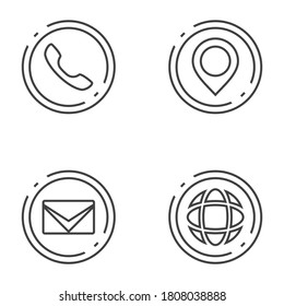 Contact icon set vector contacts information sign in line style on white background