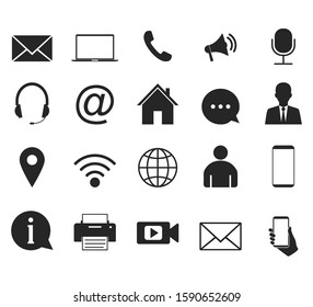 Contact Icon set. Vector illustrations. Flat design.