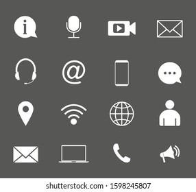 Contact Icon set. Vector illustrations. Flat design.