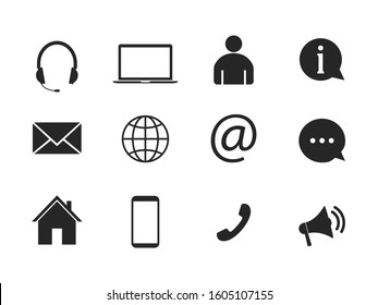 Contact Icon set. Vector illustrations. Flat design.