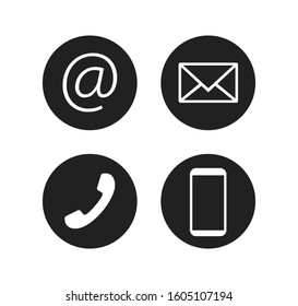 Contact Icon set. Vector illustrations. Flat design.