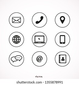 Contact icon set vector line